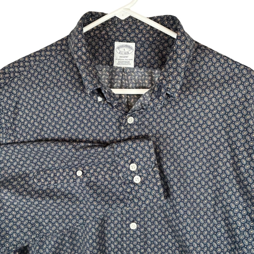 Brooks Brothers Regent Men's Long Sleeve Button Down Micro Paisley Print Size L